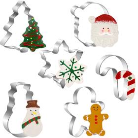 Cm2406 Fostudork Large Christmas Cookie Cutters Set 6 Pcs Holiday Shapes