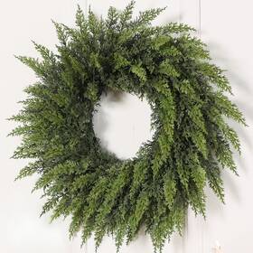 104-sgl-xsyq-26 Foteewl 24 Inch Real Touch Artificial Cedar Wreath - Faux Christmas Wreaths For Front Doo