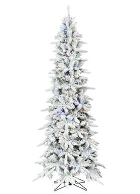 Fraser Hill Farm 840148706514 7.5-ft. Slim Mountain Pine Flocked Artificial Christmas Tree