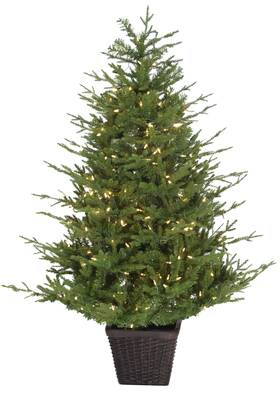 Ffad048p-5gr Fraser Hill Farm 4.0-ft Andirondack Pre Lit Potted Christmas Tree Decor With Warm White Led Li