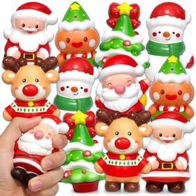 Cstoys12 Frvcrs 12 Pcs Christmas Squeeze Toys With Santa Tree Reindeer Snowman 3 Inches