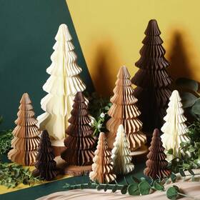 Weg-fullhawl-3387 Fullhawl 10 Pcs Paper Christmas Trees Neutral Honeycomb 4/6/ 7/10 Inch