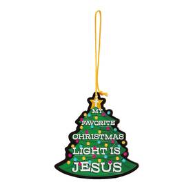 Fun Express 197640416893 Religious My Favorite Christmas Light Is Jesus Wood Orname