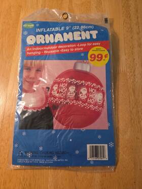 B7061 Fun World 023168070616 Vintage Inflatable 9 Inch Christmas Ornament Blue Ball Reindeer