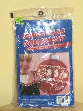 Fun World 023168070623 Vtg. Nip Christmas Vinyl Ball Ornament 12 Inch Red Santas And Candycanes 1979