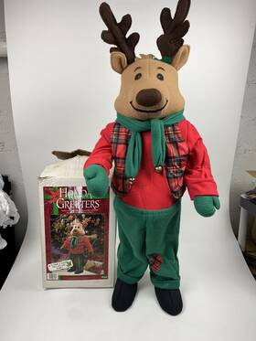 7432 Fun World 36 Inch Standing Reindeer Holiday Door Greeter Plush Christmas Decor W Box