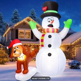Ch25032-165 Funfanso 5.5 Ft Inflatable Snowman With Puppy Dog Christmas Outdoor Yard Decoration