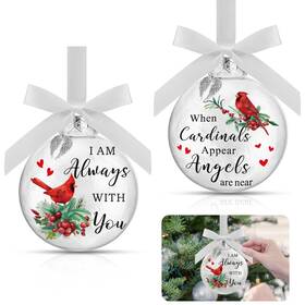 Wce-funtery-394 Funtery 2 Pieces Red Cardinal Christmas Ornament Memorial Bird Glass Ornamen