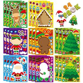 Xmas-03 Funzplay 24 Sheets Christmas Stickers - Stocking Stuffers For Kids Make Your Own Stic