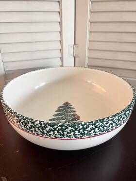 Fu05 Furio Christmas Tree 10 Inch Large Serving Mixing Bowl 3.5 Tall Made In Italy W