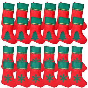 Fushenmu 768461353805 24 Pack Mini Christmas Stockings Red Green Elf Xmas Hanging For Chr