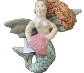 Orn69200 Gallarie Ii Fabric And Resin Plush Mermaid Clam Shell 8 Inch Christmas Ornament