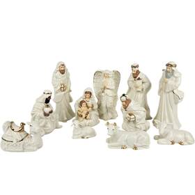 Xpn-60 Galleria Inc. Nativity Set White Gold Elegant Christmas Birth Of Jesus Wisemen Mary Joseph