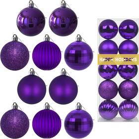63-hm-xmsbal-10p-25in-ppl956 Gamexcel Purple 2.5 Inch Christmas Balls Tree Decoration Ornaments Shatterproof Han