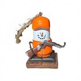 040379 Ganz Sftmores Snowman Hunter Resin Christmas Ornament Orange Marshmallow Man