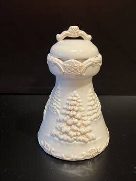 Ganz 065810789156 Bella Casa By White Christmas Tree Winter Candleholder With Lid Euc