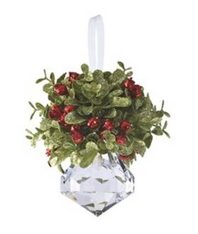 Ganz 661371659121 Kissing Krystal Acrylic Christmas Mistletoe Ornament With Hanger