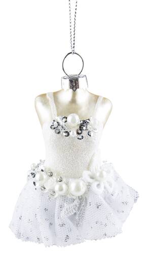Ganz 680168294062 Blown Glass Ballerina Ballet Dress Christmas/ Everyday One Size White