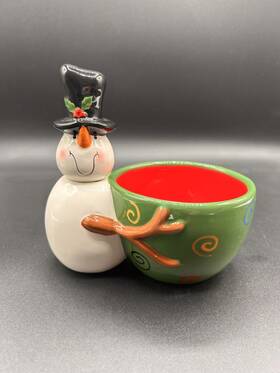 Bc16256 Ganz Bella Casa By Snowman Dip Bowl And Spreader Set Christmas Winter Party Event