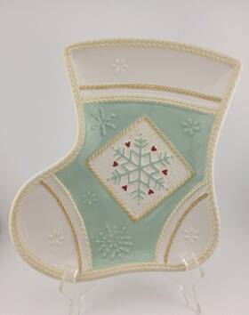 218972 Ganz Bella Casa Christmas Stocking Canape Plate Believe In The Magic