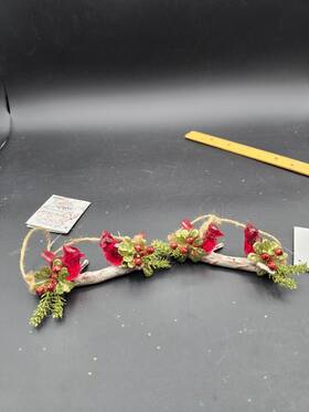 Kk494 Ganz Kissing Krystals Cardinals On Birch Branch Mistletoe Christmas Ornament By