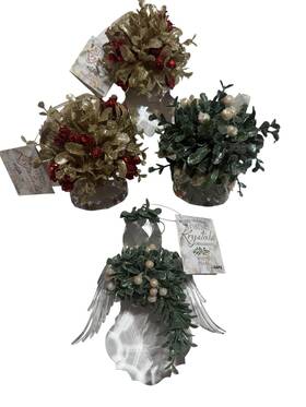 Kk67bb Ganz 4 Kissing Krystals Glass Classic Red Mistletoe Christmas Ornament Angel