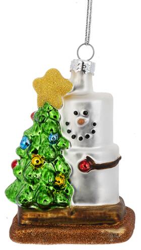 Mx177338 Ganz Smores Hugging A Christmas Tree Holiday Ornament Glass