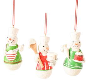 Mx179430 Ganz Snowmen Baking Goodies Christmas Holiday Ornaments Set Of 3