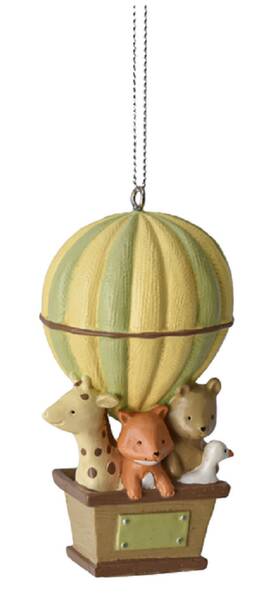 Mx179674 Ganz Baby Animals In Hot Air Balloon Christmas Holiday Ornament