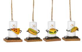 Mx179682 Ganz Smores Eat Favorite Foods Pizza Burger Hot Dog Taco Christmas Ornaments Set Of 4