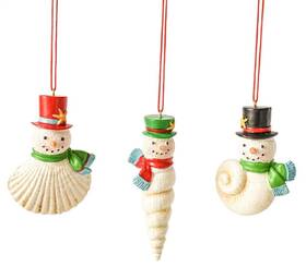 Mx179818 Ganz Snowmen Seashells Christmas Holiday Ornaments Set Of 3