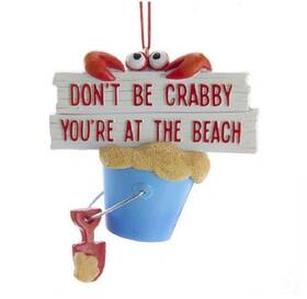 Mx180237 Ganz Dont Be Crabby Bucket Ornament Decorative Hanging Christmas Coastal Nwt