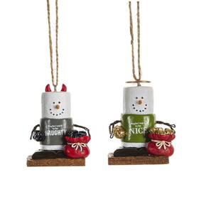 Mx187032 Ganz Naughty And Nice Smores Christmas Holiday Ornaments Set Of 2