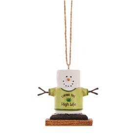 Mx187039 Ganz Smores Living High Snowman Plastic Holiday Christmas Ornament Green