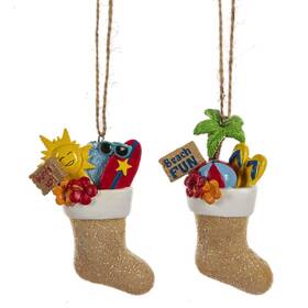 Mx187146 Ganz Sandy Beach Fun Filled Stockings Christmas Holiday Ornaments Set Of 2