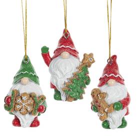 Mx187322 Ganz Gnomes With Gingerbread Cookies Christmas Holiday Ornaments Set Of 3