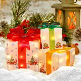 Gaomoncostume319 Gaomon Lighted Christmas Gift Boxes Set Of 3 With 50 Lights In/outdoor Tree Decor Cartoon