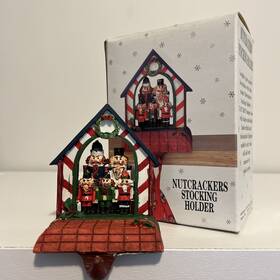 Garden Ridge 020972110712 Hand-painted Nutcracker Stocking Hanger Cast Iron Fireplace Christmas Holiday