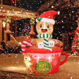 Ccmsqu5 Garveelife 6ft Gingerbread Man Inflatable Christmas Decorations Outdoor