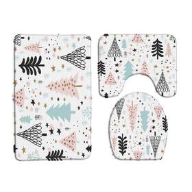 Gctnbjl 287053490765 Merry Christmas 3 Piece Bath Mat Sets Xmas Tree Snowflake Star Pine Fore