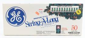 Ge 043168990448 Vintage Miniature Style String-a-long Green Christmas Lights 50 Ct - New