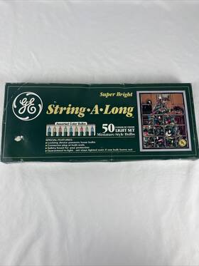Ge 043168990523 Vintage String A Long Super Bright Assorted Colors Christmas Lights 50 Nos