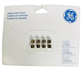 Ge 087449550105 5 Amp Fuses For Christmas Light Strings 10mm 4 Pack Replacement 3/8 Inch Heavy Duty
