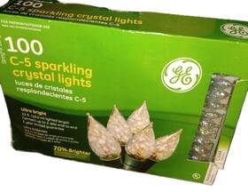 Ge 087449618362 100 C-5 Sparkling Crystal Clear Christmas String Lights 33ft Green Wire Nib