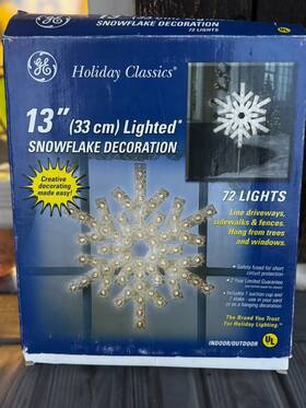 Ge 087449727002 Holiday Classic Snowflake Clear White Lights Atomic Reflectors Christmas Work
