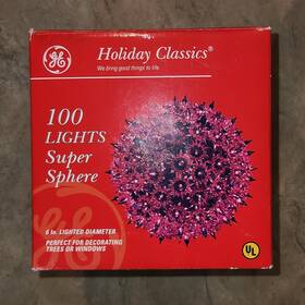 Ge 087449759072 Holiday Classic 6 Inch Super Sphere 100 Lights Starburst Ball Purple Htf Xmas