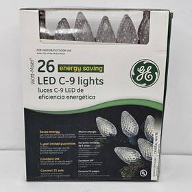 Ge 087449977025 26 Led C 9 Red Crystal Lights White 16.6ft Energy Smart Indoor/out Christmas