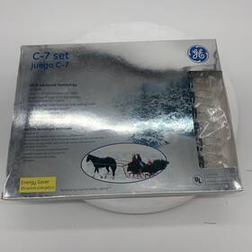 Ge 087449980063 Christmas String Light Indoor 25 Clear Lightbulb Set C-7 Green Cord Of 2
