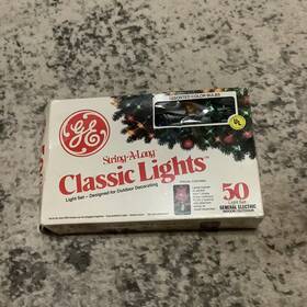 15685 Ge Vintage General Electric 50 String Along Christmas Light Set Multicolor Working