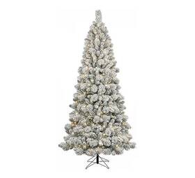 24132lo Ge 7.5ft Prelit Led Flocked Laurel Pine Artificial Christmas Tree With Warm Whit